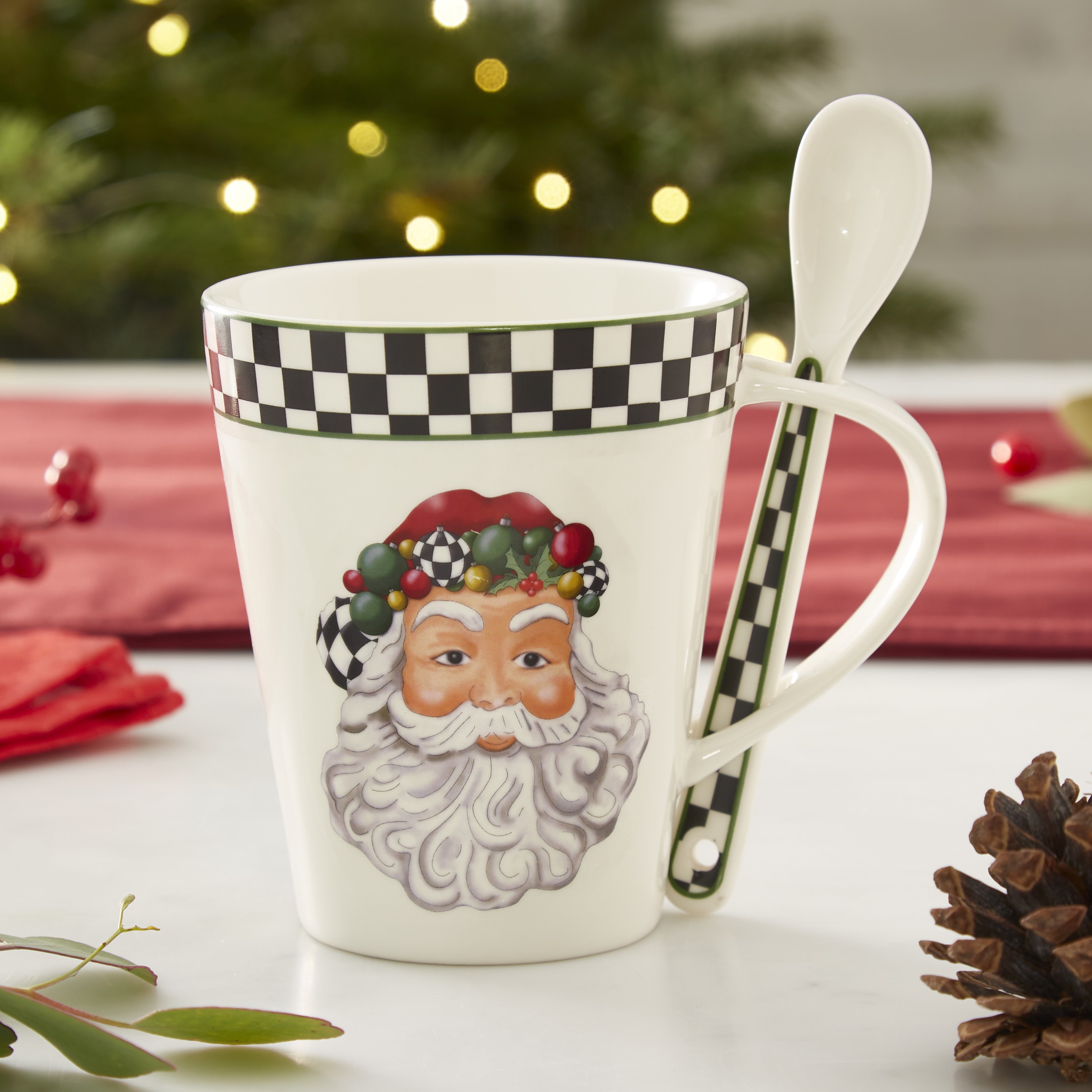 Christmas Tree Black and White Mug Set image number null